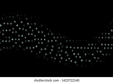 Dark Black vector template with poker symbols. Glitter abstract sketch with isolated symbols of playing cards. Pattern for leaflets of poker games, events.