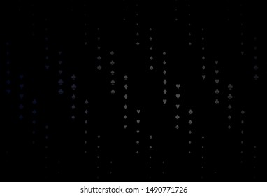 Dark Black vector template with poker symbols. Glitter abstract sketch with isolated symbols of playing cards. Design for ad, poster, banner of gambling websites.