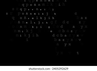 Dark black vector texture with ABC characters. Blurred design in simple style with signs of alphabet. The pattern can be used as ads, poster, banner for books.