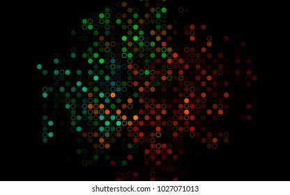 Dark Black vector  texture with disks. Illustration with set of shining colorful abstract circles. The pattern can be used for beautiful websites.