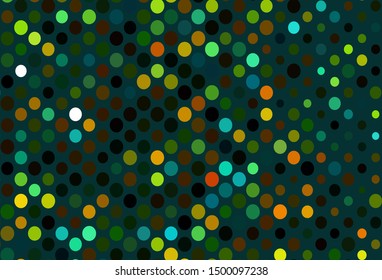 Dark Black vector texture with disks. Abstract illustration with colored bubbles in nature style. Completely new template for your brand book.