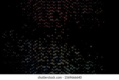 Dark Black vector texture with disks. Illustration with set of shining colorful abstract circles. Design for business adverts.