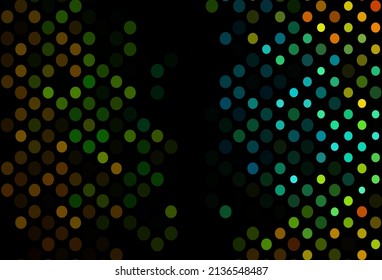 Dark Black vector texture with disks. Abstract illustration with colored bubbles in nature style. Completely new template for your brand book.