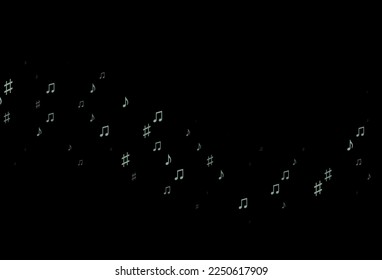 Dark Black vector texture with musical notes. Shining illustration of colorful gradient music notes. Template for fasion magazines.