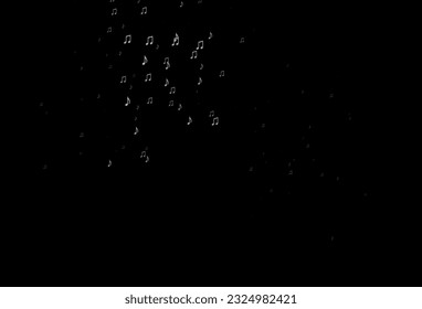 Dark Black vector texture with musical notes. Decorative design in abstract style with music shapes. Template for fasion magazines.