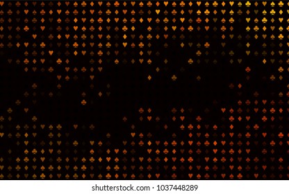 Dark Black vector texture with playing cards. Blurred decorative design of hearts, spades, clubs, diamonds. Design for ad, poster, banner of gambling websites.