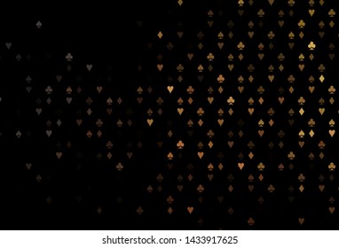 Dark Black vector texture with playing cards. Colored illustration with hearts, spades, clubs, diamonds. Smart design for your business advert of casinos.