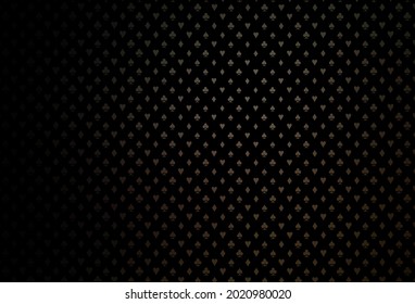 Dark black vector texture with playing cards. Illustration with set of hearts, spades, clubs, diamonds. Design for ad, poster, banner of gambling websites.