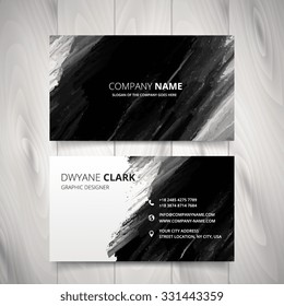 Dark Black Watercolor Business Card Vector Design Illustration