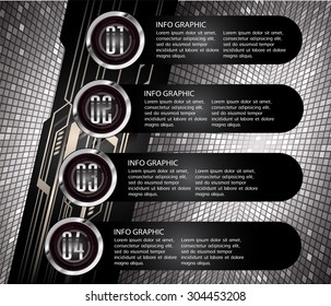 dark black Web Design Website Elements Template for graphic internet. text box. label. info graphics. metal. card. pixel. Metals, alloys, steel, aluminum. button