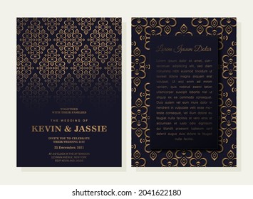 dark black wedding invitation with pattern