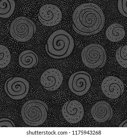 Dark Black and White Hand drawn seamless pattern Abstract background
