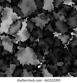 Dark black and white watercolor texture background. Splendid abstract pattern, expressive messy vector illustration.