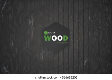 Dark Black Wood Texture. Vector Illustration.