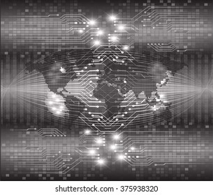 Dark black world Light Abstract Technology background for computer graphic website internet and business. circuit. vector illustration. infographics. motion move blur.neon. pixel. eye scan virus