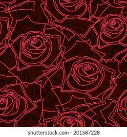 Dark bloody red roses seamless pattern.
