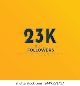 Dark Blue 23K isolated on Orange Yellow background Thank you followers peoples, 23K online social group, 24K followers celebration template design 