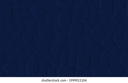Dark blue 3d horizontal seamless pattern with gradient square shapes. Elegant dark vector seamless background for corporate concept, website, wrapping paper, packaging, cover, tablecloth.