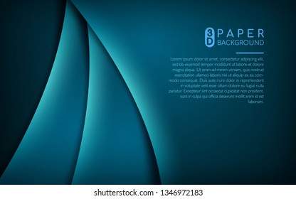 Dark blue 3d paper background. Abstract realistic overlap paper decoration with space area for text. Vector illustration.Can use for web and print.