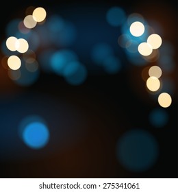 Dark blue abstract background with bokeh, vector