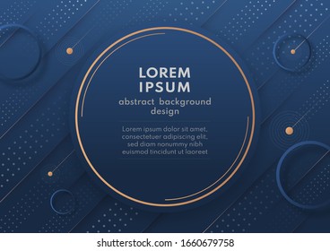 Dunkelblauer abstrakter Hintergrund mit Rahmen, Ring, Linie und Dotstrip auf Farbverlauf-Hintergrund, Design für Website, Banner, Wallpaper oder Broschüre, Vektorillustration zur Illustration