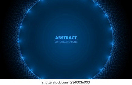Dark blue abstract background with circle and glowing light effect. Vector illustration