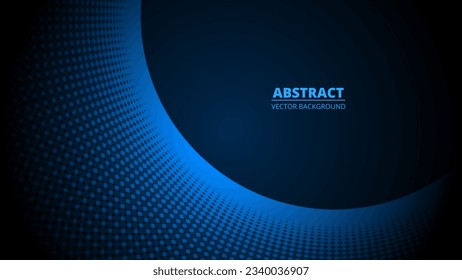 Dark blue abstract background with circle and halftone. Vector illustration