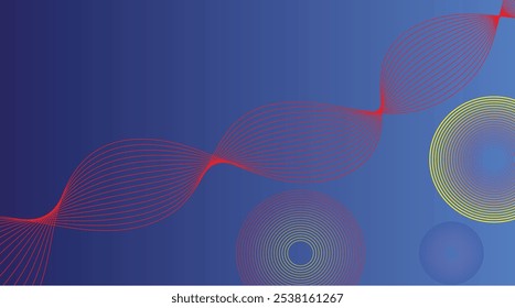 Dark blue abstract background with colorful wave lines. Futuristic technology concept. Modern flowing wave lines. Dynamic wave pattern. Vector illustration.