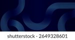 Dark blue abstract background with curved neon blue lines. Futuristic tech style with flowing rounded paths and striped gradients, ideal for digital banners, presentations, or websites. Vector EPS10.