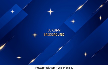 Fundo abstrato azul escuro com linhas diagonais e efeitos de luz dourados modernos para design de tecnologia, apresentação de negócios, cartaz digital e mídia criativa profissional