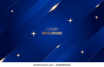 Fundo abstrato azul escuro com linhas diagonais e efeitos de luz dourados modernos para design de tecnologia, apresentação de negócios, cartaz digital e mídia criativa profissional