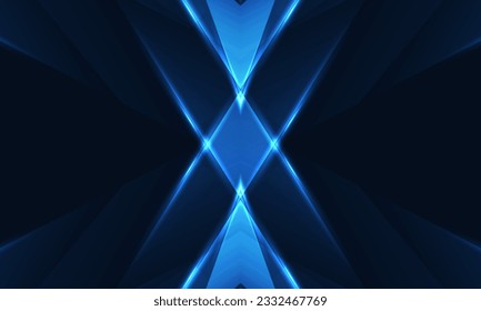 Dark blue abstract background with dynamic glowing diagonal lines and arrows. Abstract vector background.