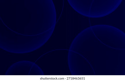 Fondo abstracto azul oscuro, composición dinámica de círculos y líneas brillantes. Diseño de Vector