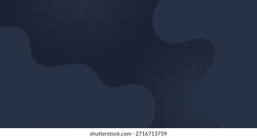 Dark blue abstract background with fluid liquid shapes and halftone dot patterns, featuring a modern minimal aesthetic for professional corporate banners and digital wallpapers.
