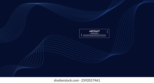 Dark blue abstract background. Futuristic technology line background with wavy light effect. eps10