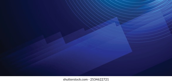Dark blue abstract background with geometric overlay layer. Modern square shape graphic element. Futuristic concept. Suit for banner, cover, poster, brochure, business, corporate, website, flyer