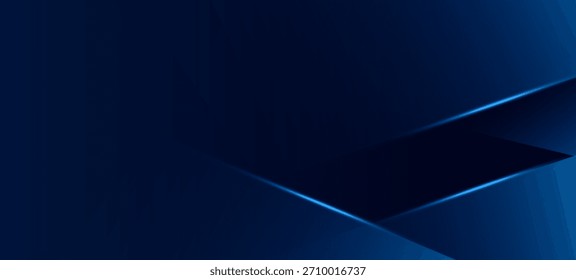 Fondo abstracto azul oscuro con capas geométricas brillantes y bordes de luz brillante. Diseño tecnológico futurista moderno ideal para Anuncios, presentaciones, pósters de negocios y encabezados de Web.

