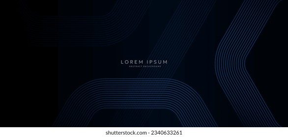 Dark blue abstract background with glowing lines. Modern shiny blue lines pattern. Elegant graphic design. Futuristic technology concept. Vector illustration