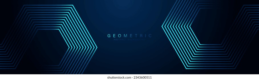 Dunkelblauer abstrakter Hintergrund mit leuchtenden hexagonalen geometrischen Linien. Modernes, glänzend blaues Linienmuster. Futuristische Technologie