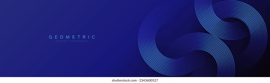 Dark blue abstract background with glowing hexagon circle geometric lines. Modern shiny blue lines pattern. Futuristic technology concept. Vector illustration