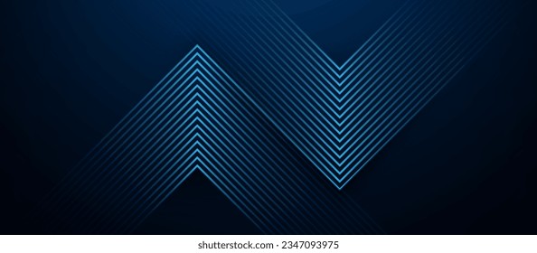 Fondo abstracto azul oscuro con líneas geométricas triángulos brillantes. Patrón moderno de líneas azules brillantes. Concepto de tecnología futurista. Ilustración del vector