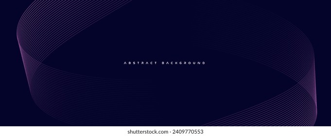 Dark blue abstract background with glowing wave lines. Modern purple blue gradient flowing wave lines. Vector ilustration