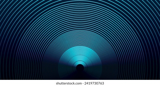 Dark blue abstract background with glowing blue swirl circle lines. Futuristic technology concept. Suit for cover, poster, banner, brochure, presentation, header, website, flyer.