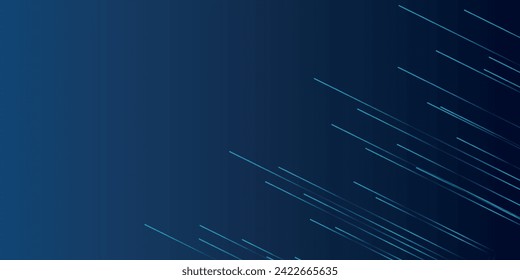 Dunkelblauer abstrakter Hintergrund mit leuchtenden Pfeilzeilen. Moderne, glänzende, blaue geometrische Linien entwerfen. Technologie-futuristisches Konzept. Horizontale Banner-Vorlage.