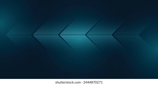 Dark blue abstract background with glowing arrow lines. Modern shiny blue geometric lines design. Technology futuristic concept. Horizontal banner template. Suit for cover, header, poster, banner,