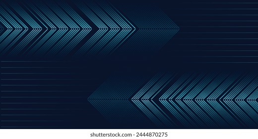 Fondo abstracto azul oscuro con líneas de flecha brillantes. Diseño moderno de líneas geométricas azules brillantes. Tecnología concepto futurista. Plantilla Horizontal del Anuncio. Traje para la cubierta, cabecera, póster, Anuncio,