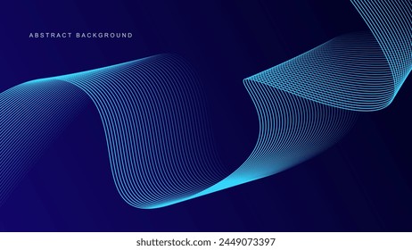 Dark blue abstract background with glowing wave lines. futuristic background Modern concept technology. Vector illustration