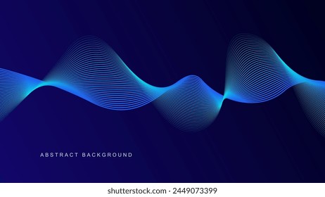 Dark blue abstract background with glowing wave lines. futuristic background Modern concept technology. Vector illustration