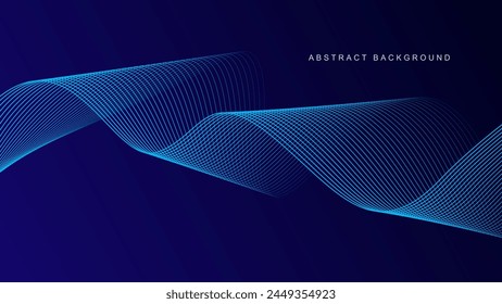 Dark blue abstract background with glowing wave lines. futuristic background Modern concept technology. Vector illustration