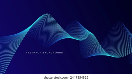 Dark blue abstract background with glowing wave lines. futuristic background Modern concept technology. Vector illustration